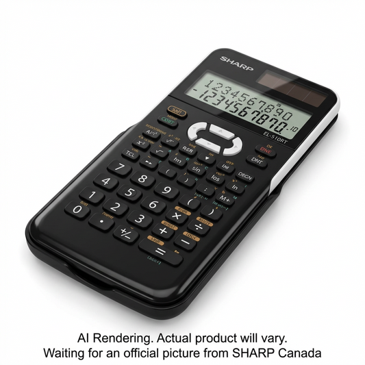 Black Sharp EL-510RT scientific calculator with 10-digit dual-line display and solar power strip.